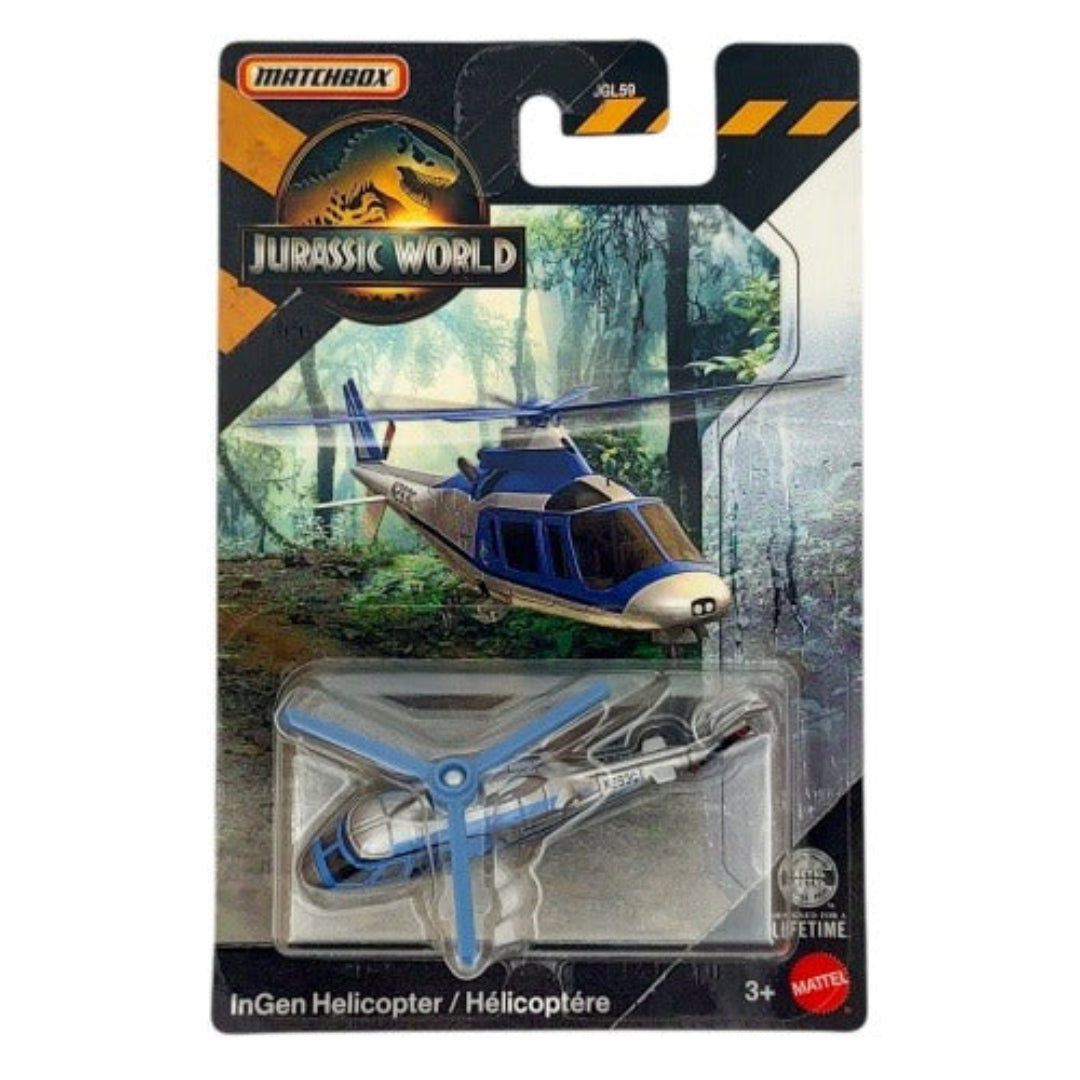 Matchbox Imported Jurassic World InGen Helicopter Diecast Toy| 1:64 Scale