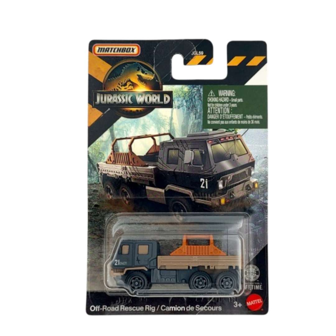 Matchbox Imported Jurassic World Off-Road Rescue Rig Diecast Truck | 1:64 Scale