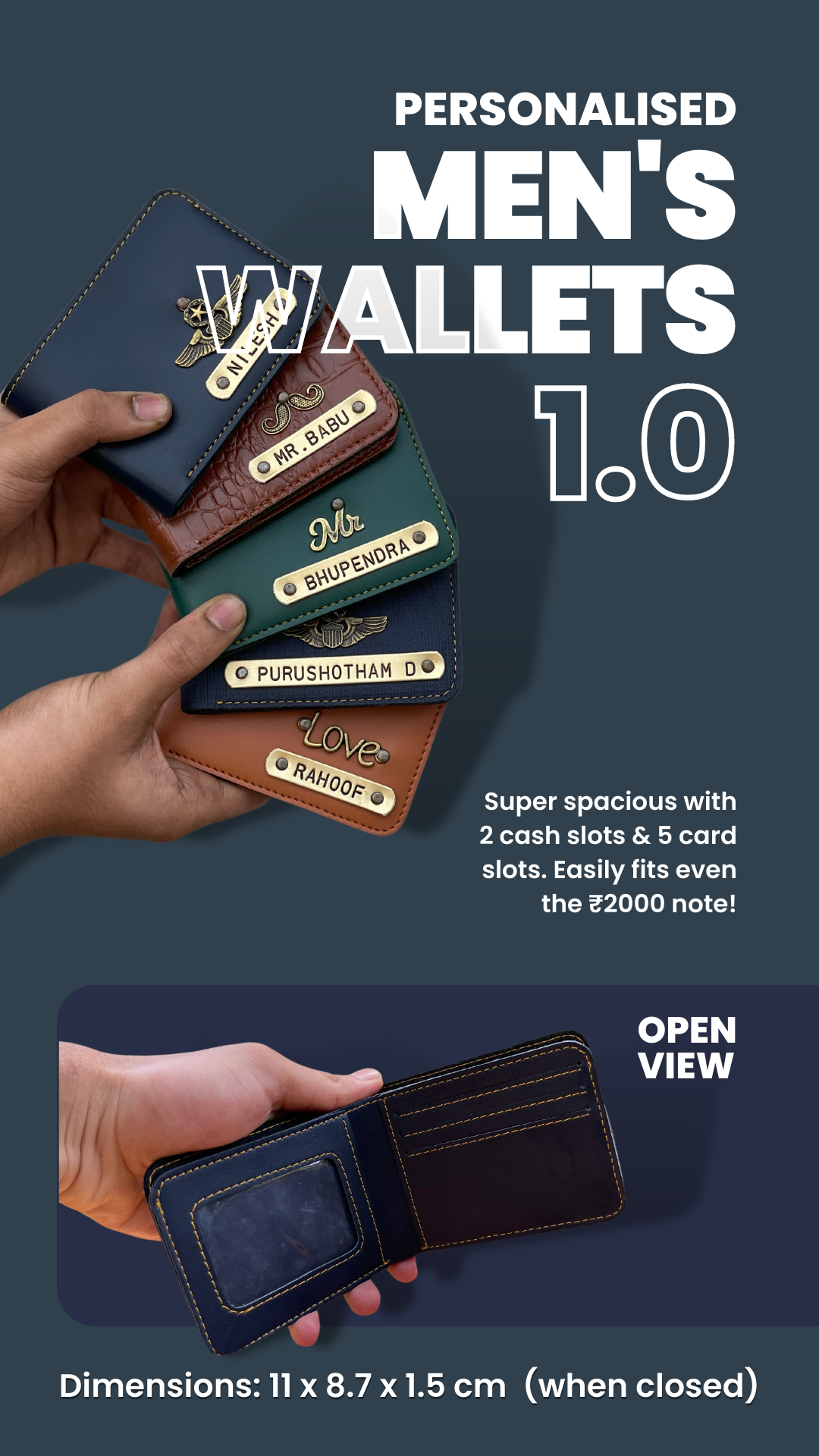 Personalised Mens wallet with Charm 1.0 ( NO COD ALLOWED ON THIS PRODUCT )