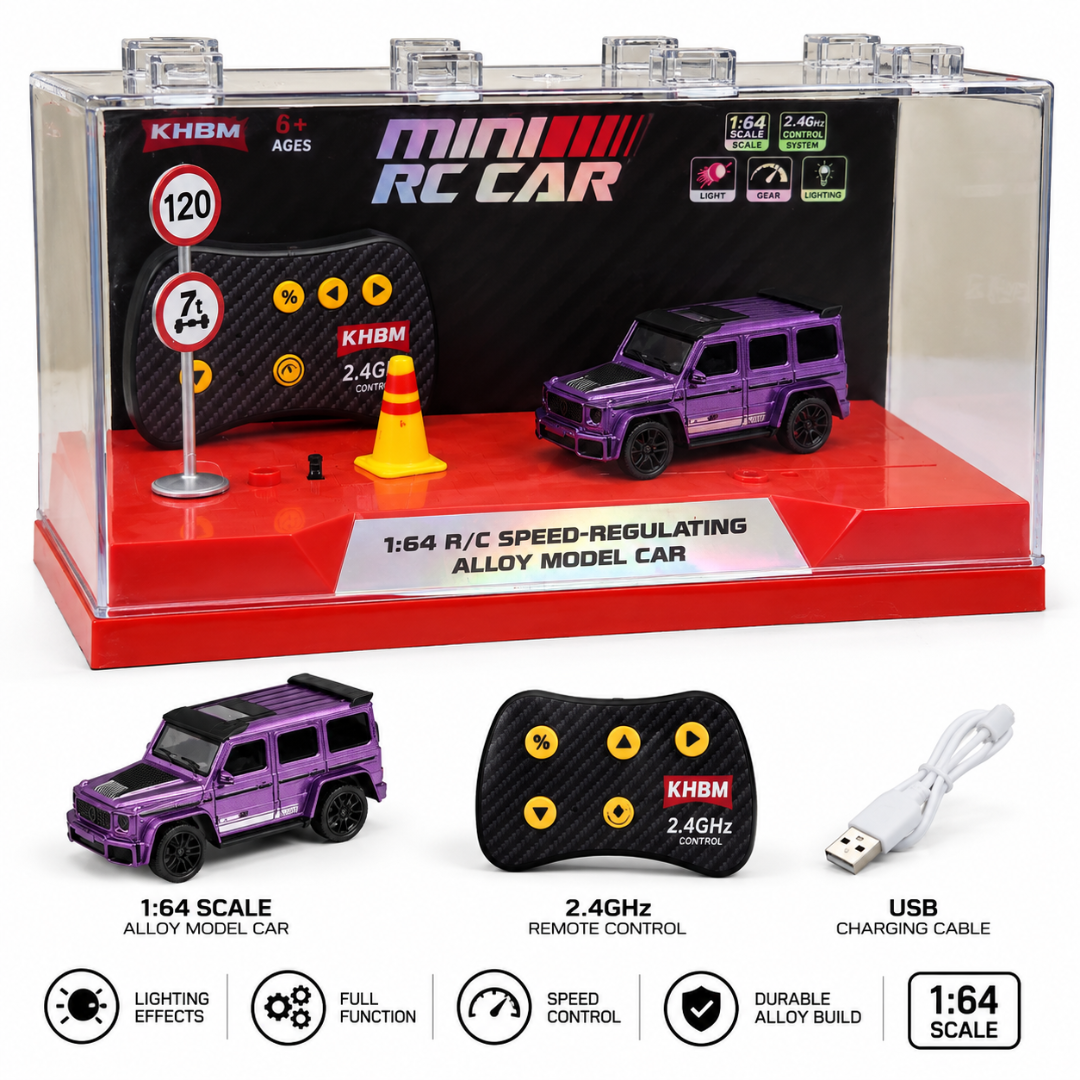 Mercedes-Benz G-Class RC Alloy Remote Control Car 1:64  with Acrylic Display Box  – Purple