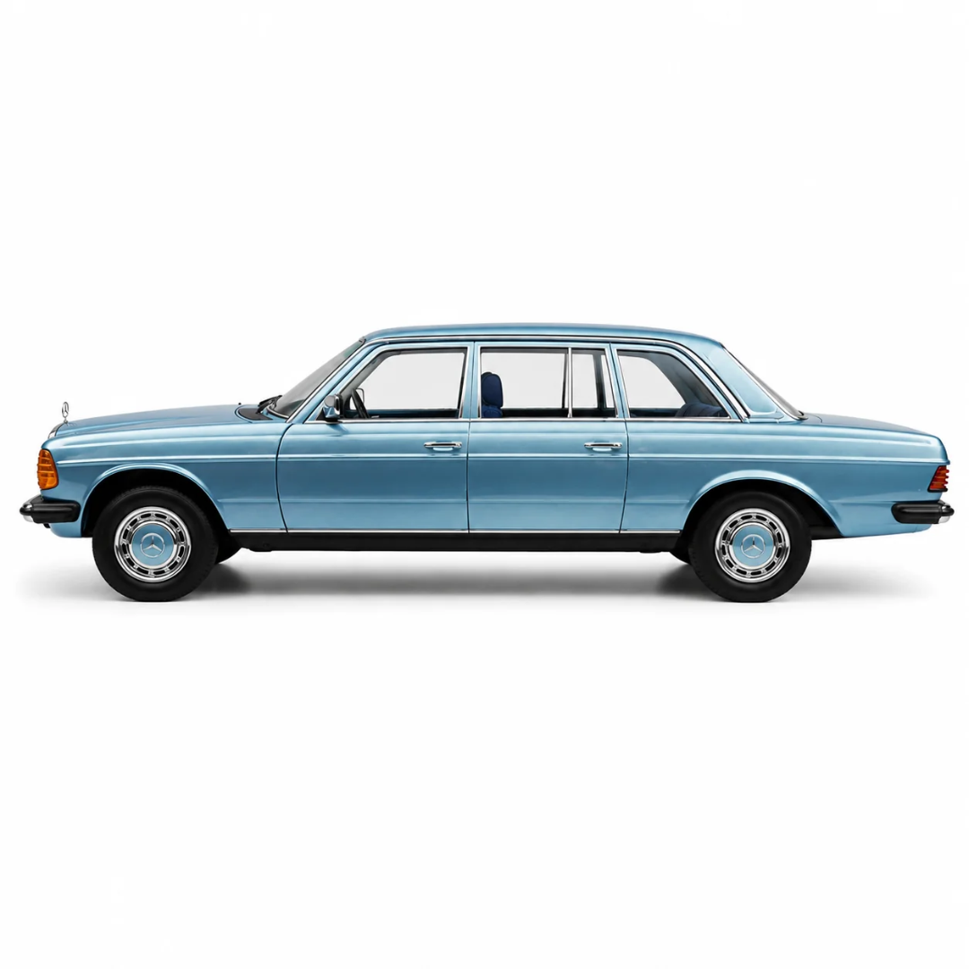 Mercedes-Benz W123 Blue 1:64 Scale Die-Cast Model Car – Classic Luxury Sedan