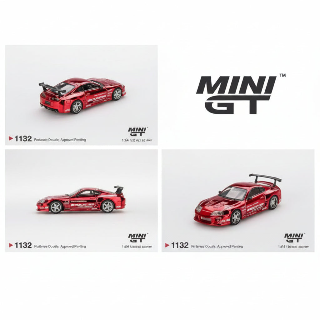 Mini GT #1132 Toyota Supra (A80) Top Secret GT-300 Red Chrome 1:64 Diecast Model Car | Collectible Scale Model