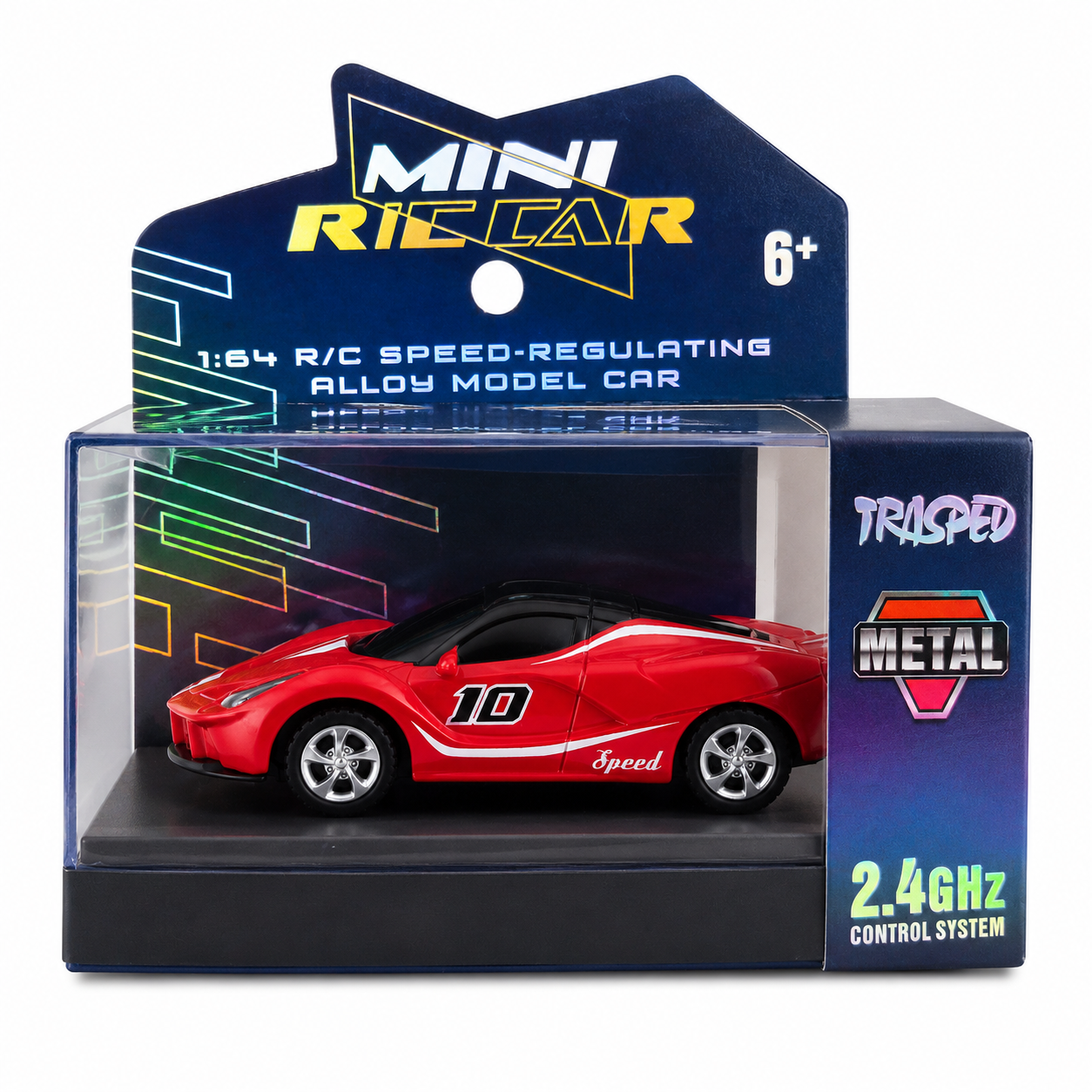 Trasped Mini Remote control Car 1:64 Scale – High-Speed Alloy Edition with App Control Red