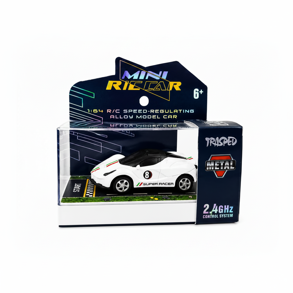 Trasped Mini Remote control Car 1:64 Scale – High-Speed Alloy Edition with App Control White