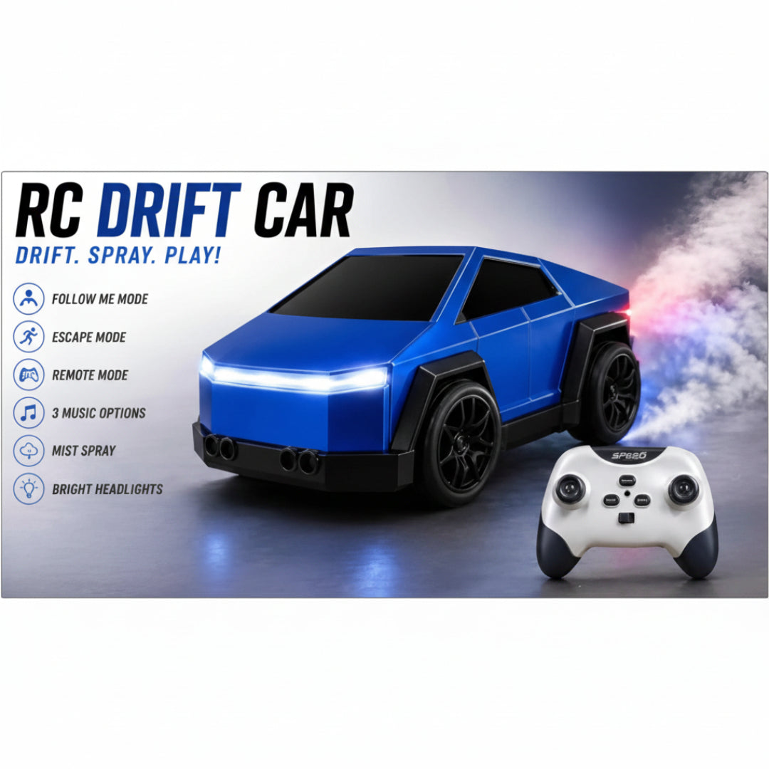 Mini Spray Drift RC Car with Remote Control, Follow Mode & Escape Mode – Blue