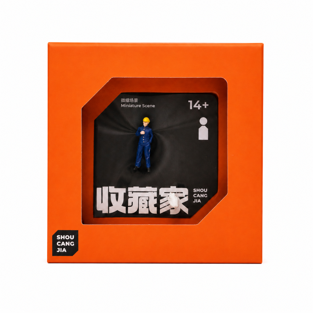 Miniature Male Figure 1:64 Scale 2.8cm – Blue Outfit Collectible Figure for Diorama, Model Cars & Miniature Scenes