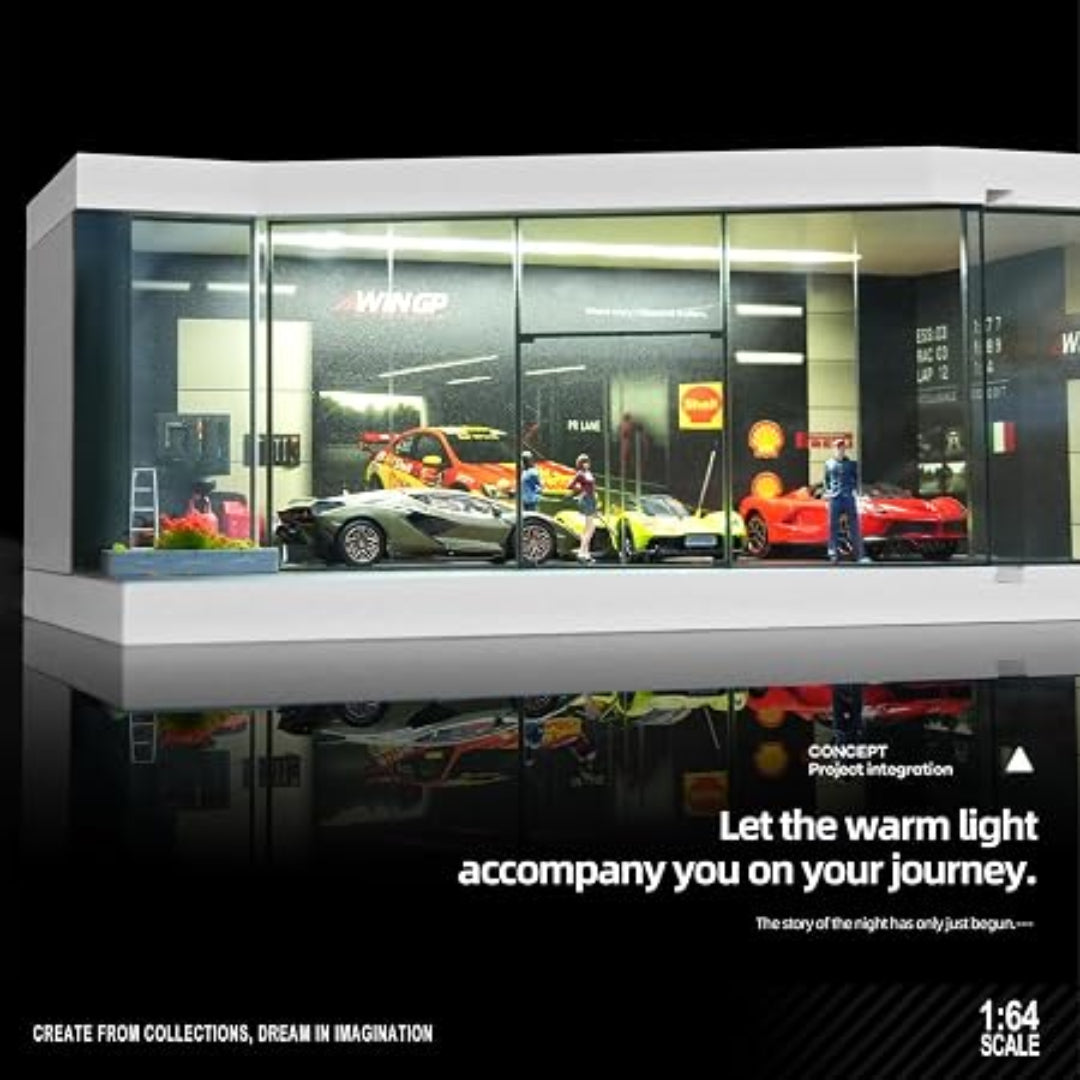 Miniature Street Garage Diorama Display Case 1:64 Scale SCJ #73441C
