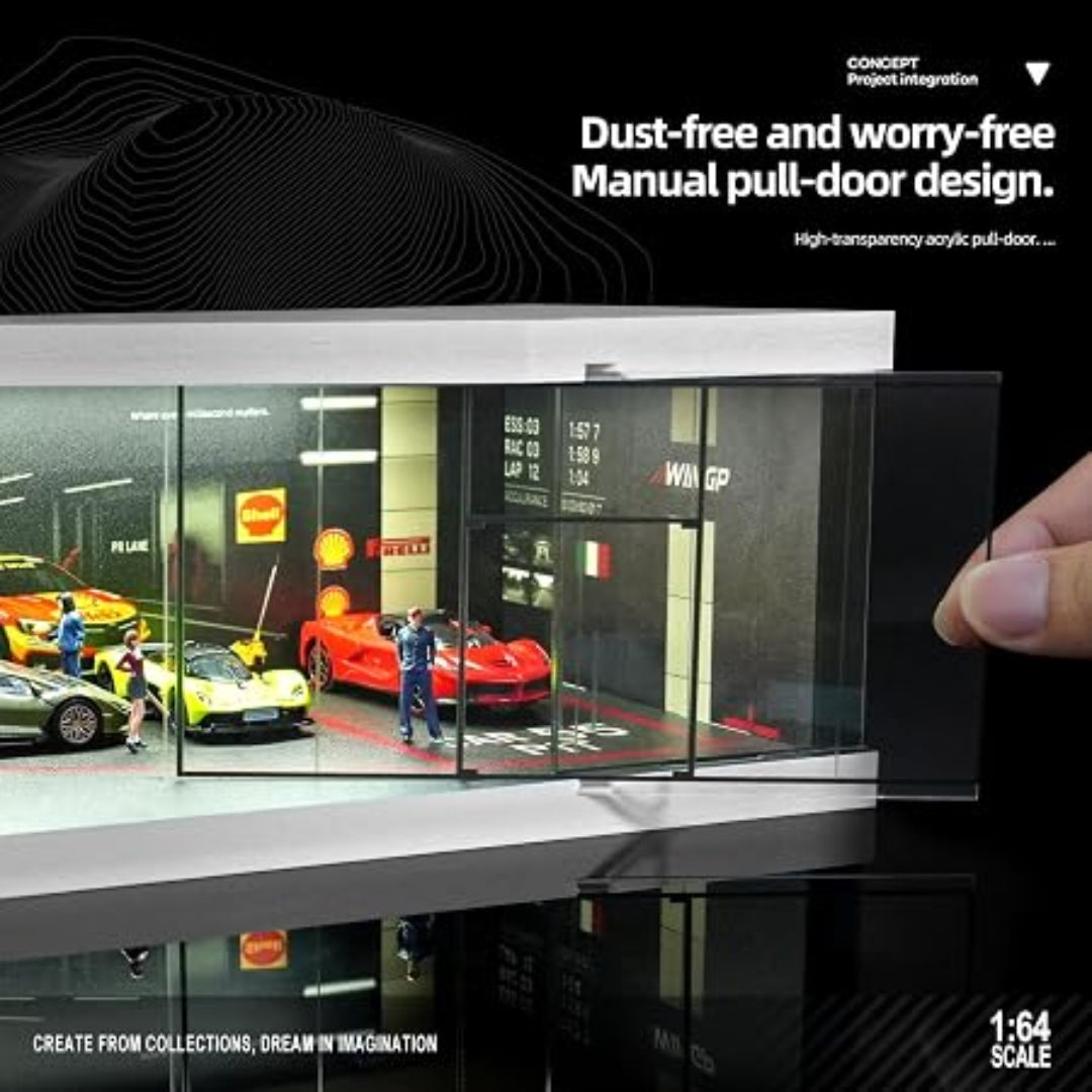 Miniature Street Garage Diorama Display Case 1:64 Scale SCJ #73441C