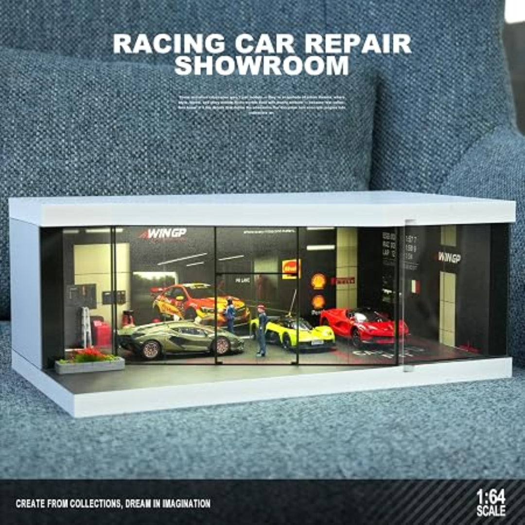 Miniature Street Garage Diorama Display Case 1:64 Scale SCJ #73441C