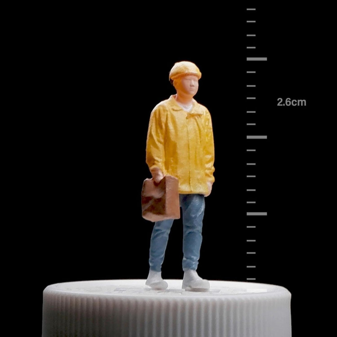 Miniature Yellow Raincoat Men Figure 1:64 Scale 2.6cm –  Diecast Diorama Accessory