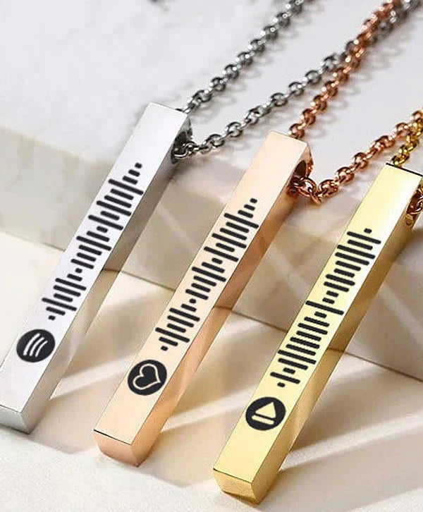 Personalised Spotify Engraved Bar Necklace - Select From Drop Down Menu (No Cash On Delivery Allowed On This Product) - Prepaid Orders Only