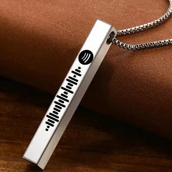 Personalised Spotify Engraved Bar Necklace - Select From Drop Down Menu (No Cash On Delivery Allowed On This Product) - Prepaid Orders Only