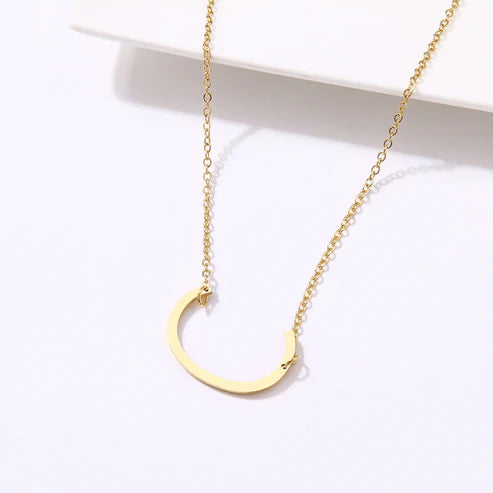 Sideways Oversized Initial Necklace (Select From Drop Down Menu)