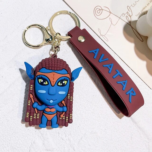 Avatar and Neytiri 3D Silicon Keychains with Bagcharm and Strap (Set of 2)
