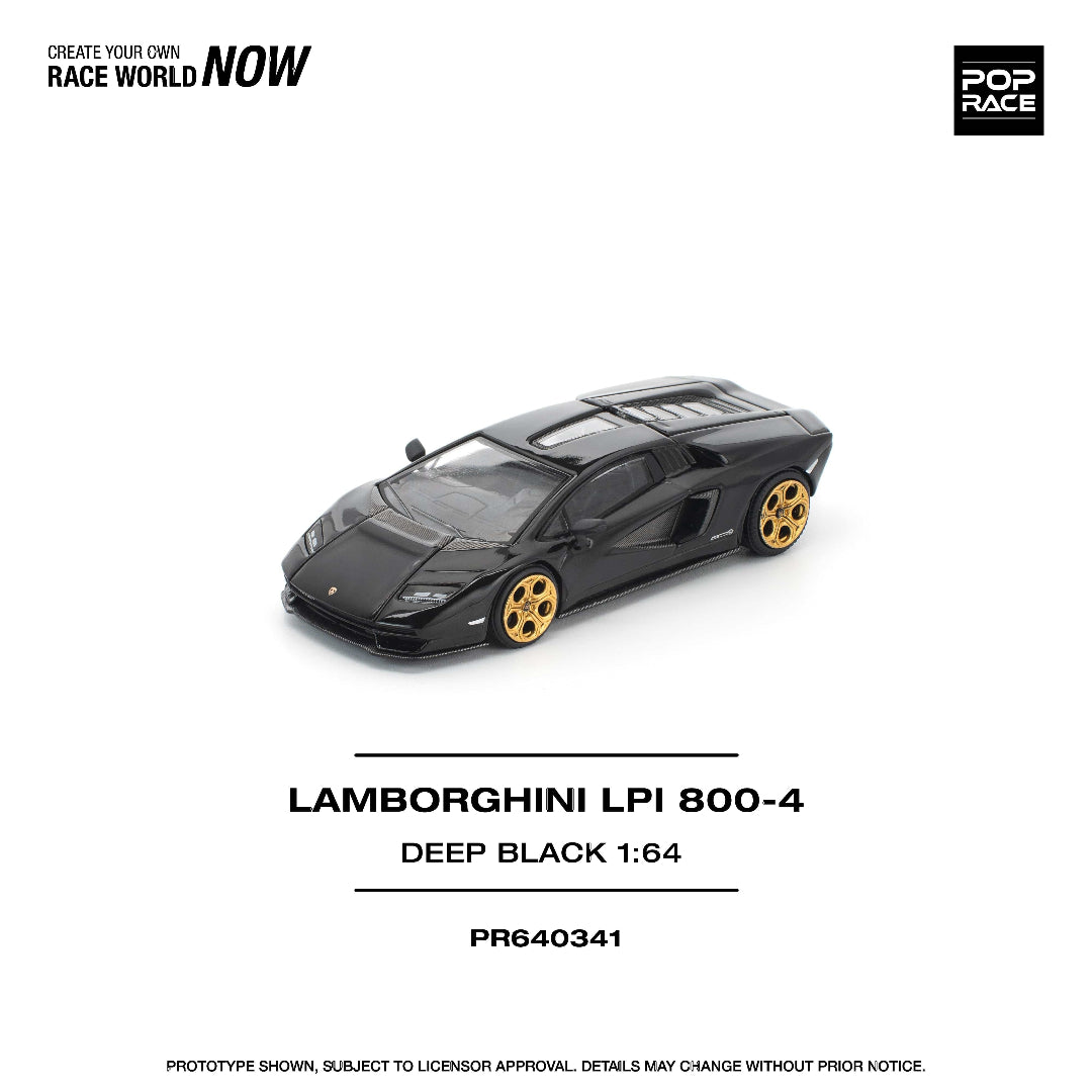 POP RACE Lamborghini Countach LPI 800-4 Deep Black PR640341 1:64 Diecast Model Car