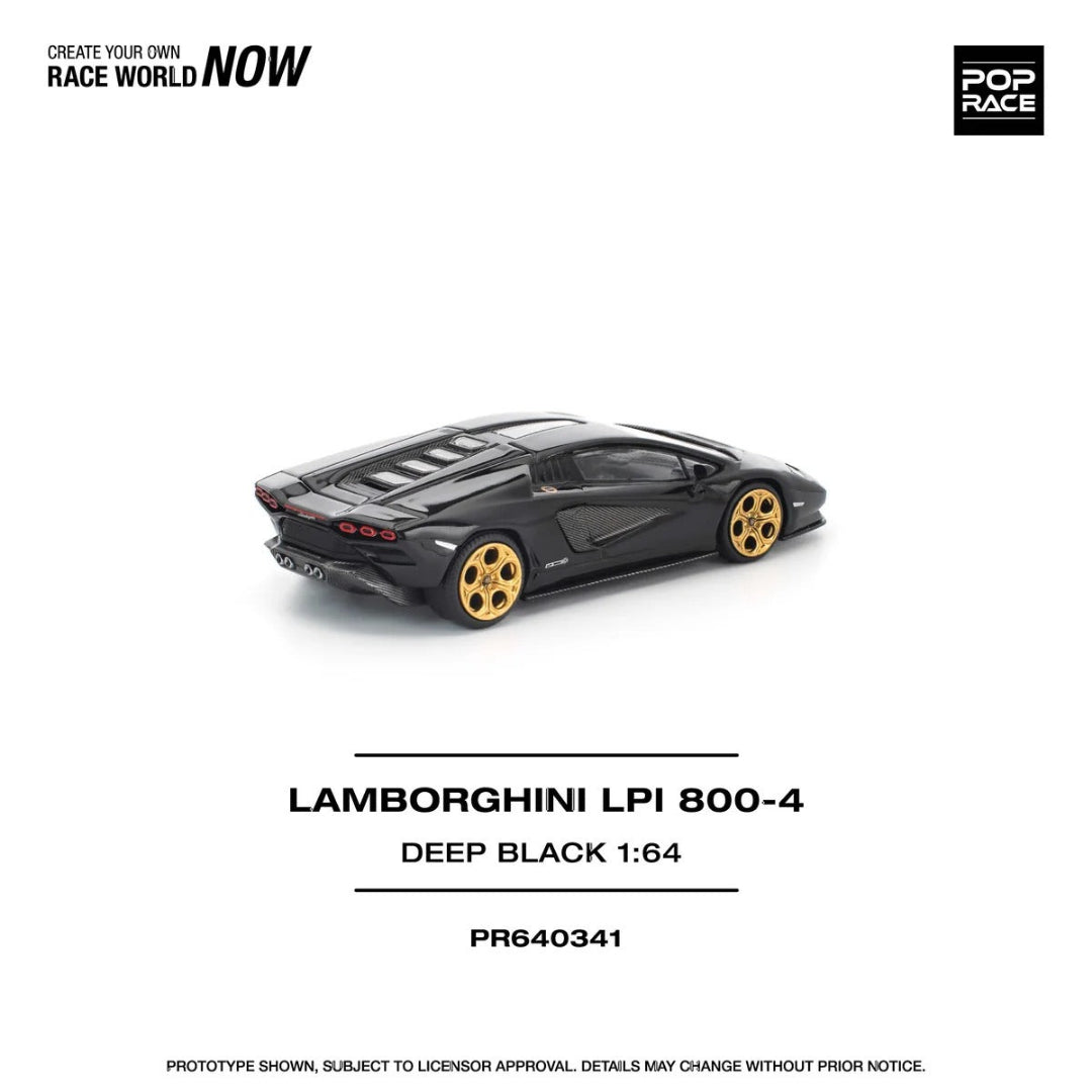 POP RACE Lamborghini Countach LPI 800-4 Deep Black PR640341 1:64 Diecast Model Car