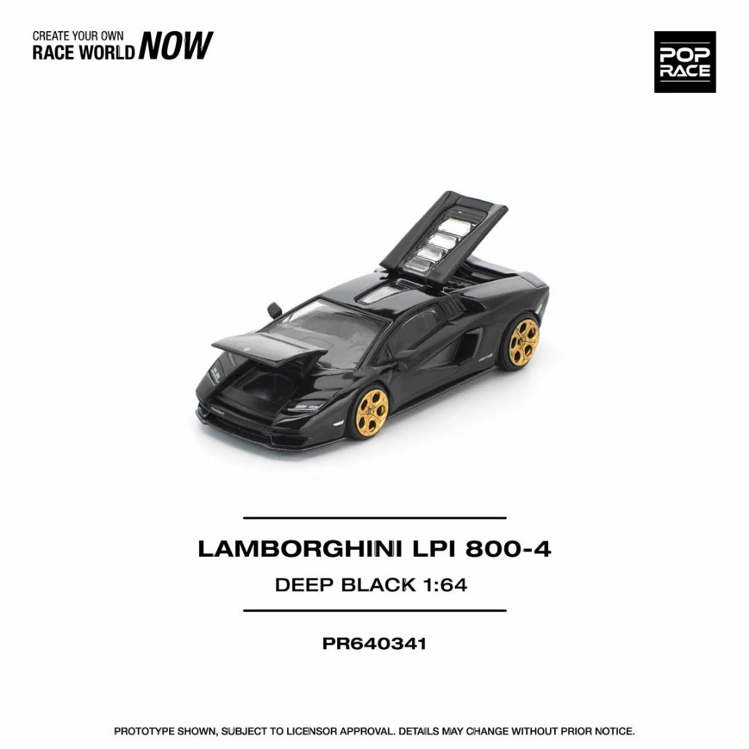 POP RACE Lamborghini Countach LPI 800-4 Deep Black PR640341 1:64 Diecast Model Car