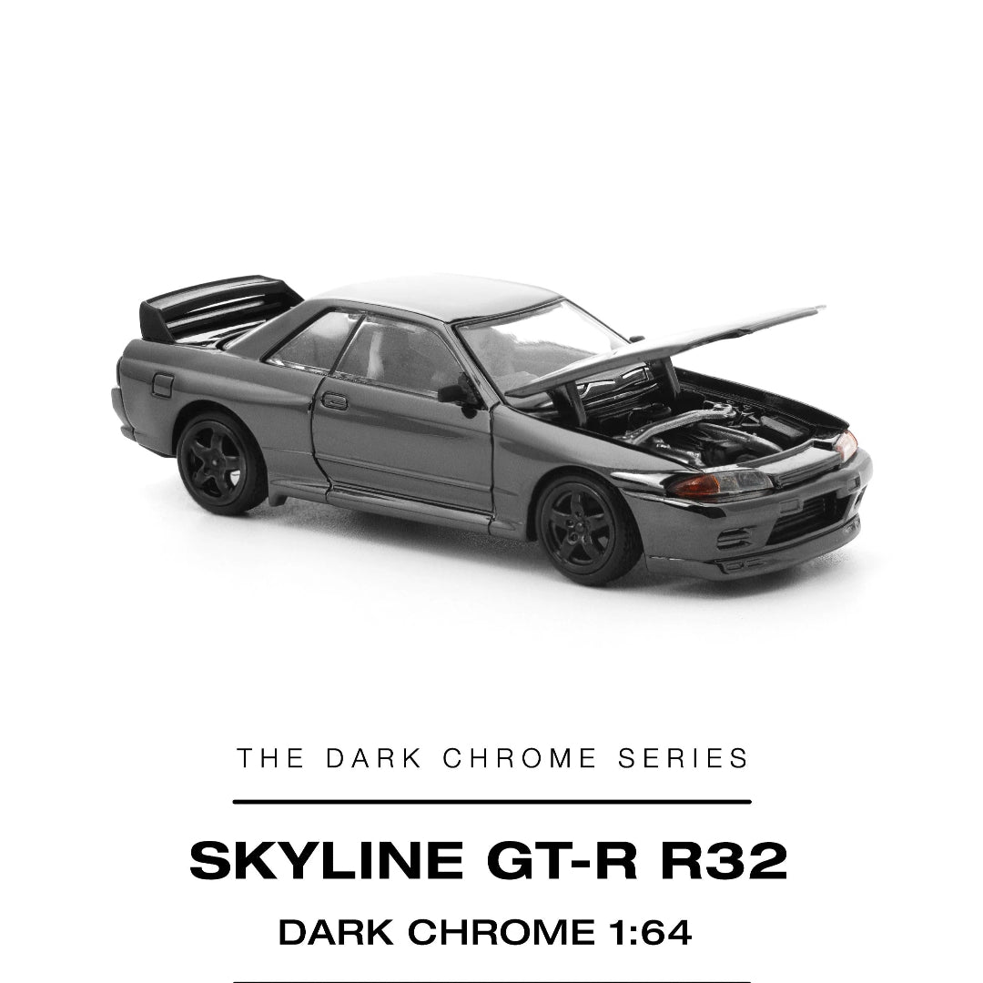 POP RACE Nissan Skyline GT-R R32 Dark Chrome Series PRDC-002 1:64 Diecast Model Car