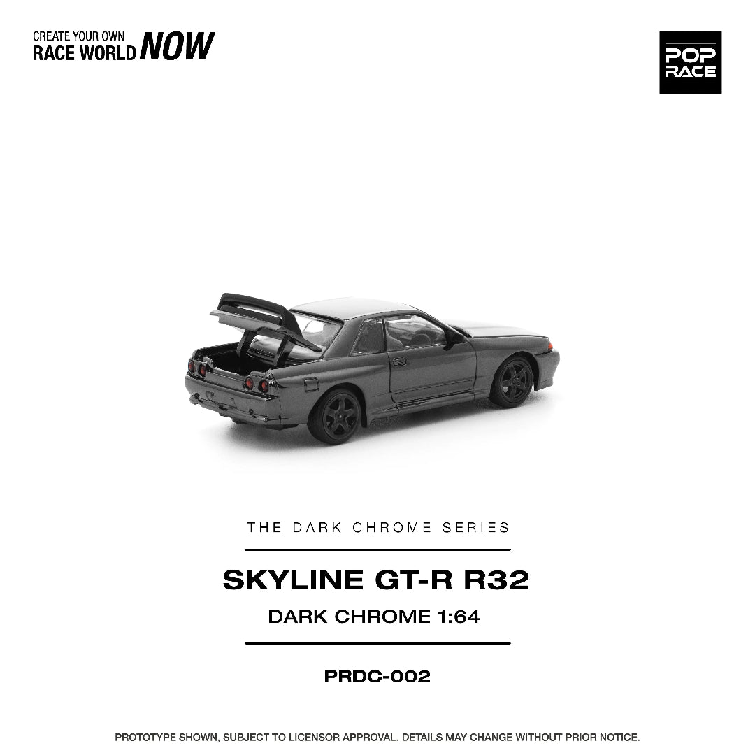 POP RACE Nissan Skyline GT-R R32 Dark Chrome Series PRDC-002 1:64 Diecast Model Car