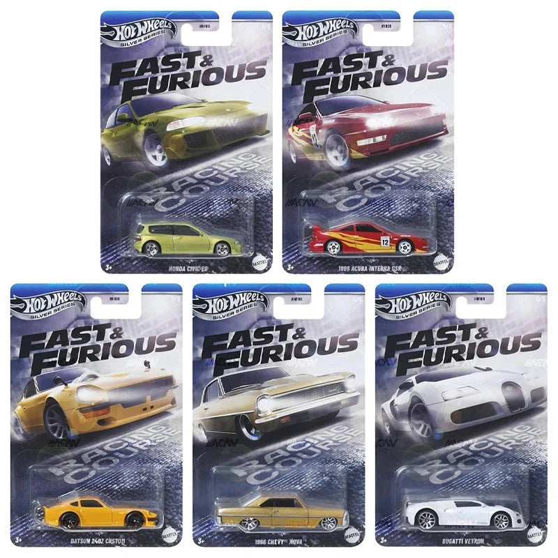 Hot Wheels 2025 Silver Series Fast and Furious Racing Course Cars  1:64 Scale - Set Of 5