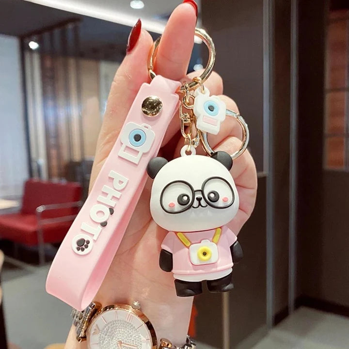 Panda Keychains with bag charm and Strap ( Select From Drop Down Menu)