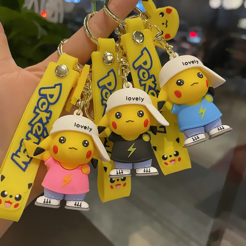 Pokemon Pikachu 3D Silicon Keychains With Bagcharm and Strap (Select From Drop Down Menu)
