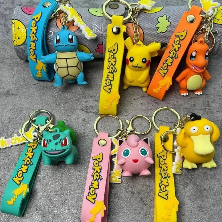 Pokemon Silicon Keychains with Bag Charm and Strap(Select from Dropdown Menu) - ThePeppyStore