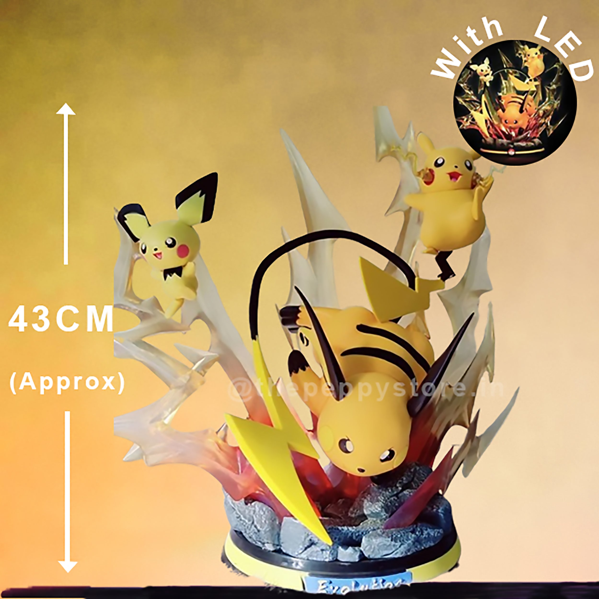 Pokemon Pikachu, Pichu and Raichu Collectable Figure With Lights - 43 cm (No Cod Allowed On This Product) - Prepaid Orders Only