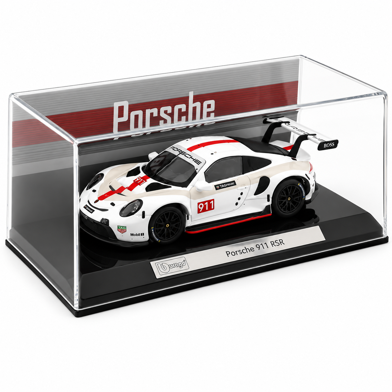 Porsche 911 RSR Bburago Die-Cast Model Car – 1:43 Scale Premium Collectible with Display Case