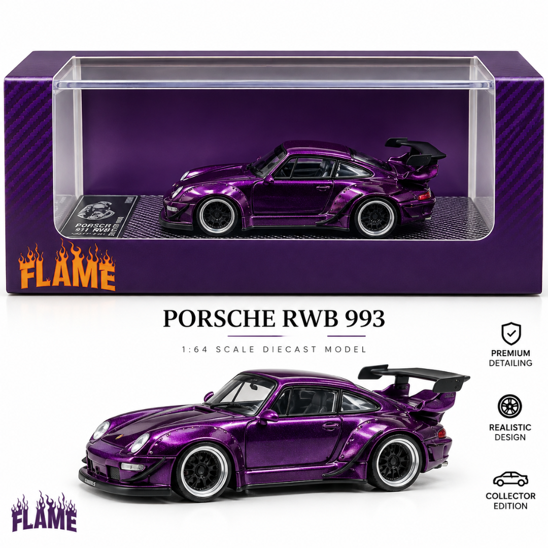 Porsche RWB 993 1:64 Purple Diecast Model Car