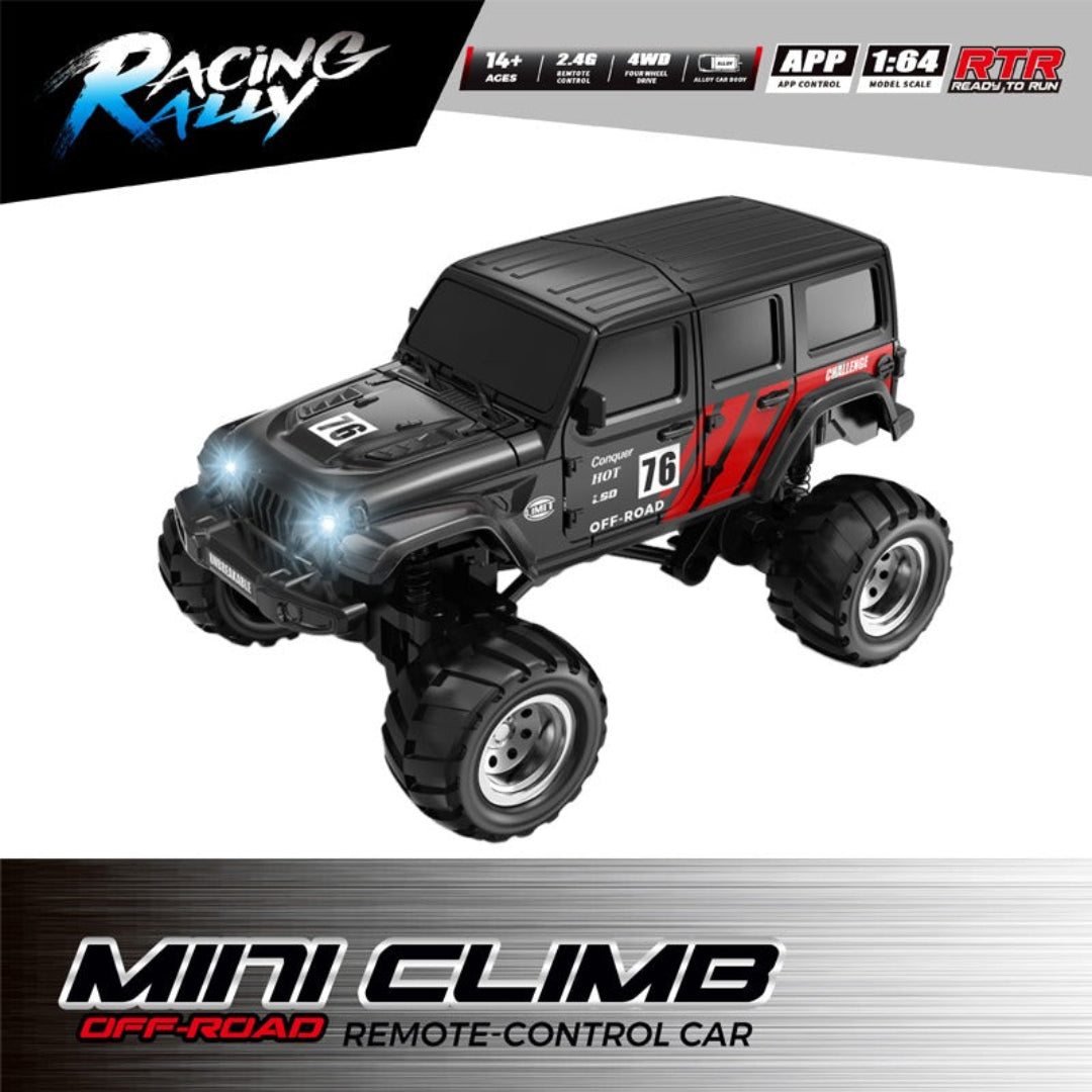 Racing Rally Mini Climb 1:64 4WD RC Car – 2.4GHz App Control