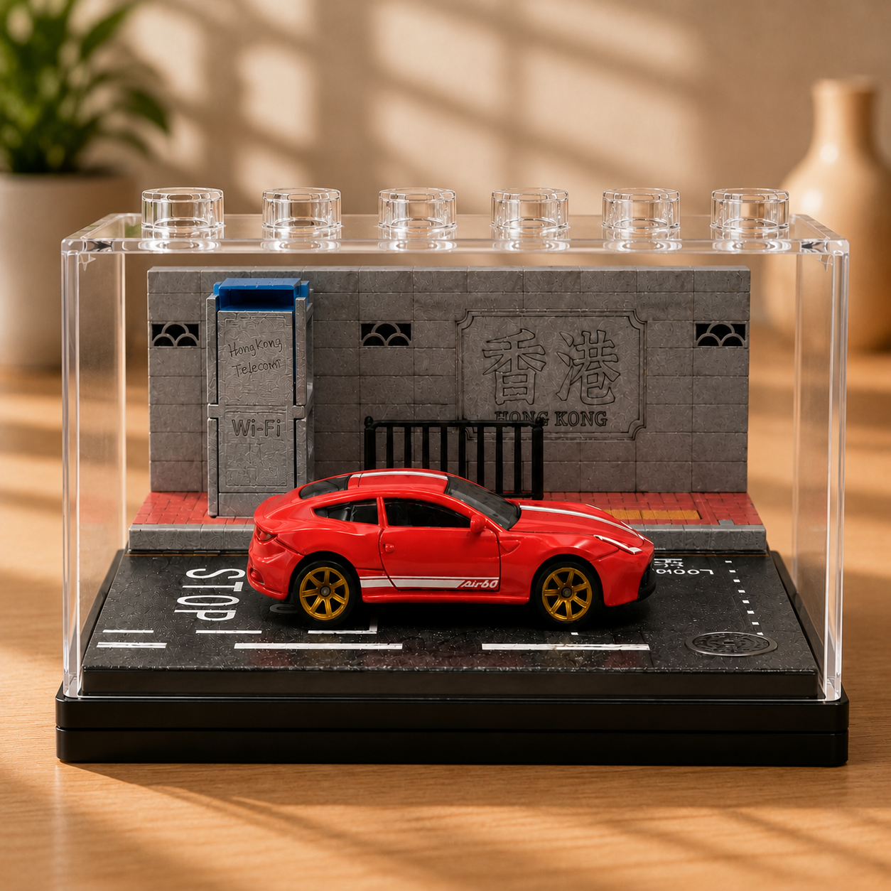 Red_Sports_Car_Miniature_Diorama_Display_Premium_City_Street_Scene_with_Acrylic_Case1