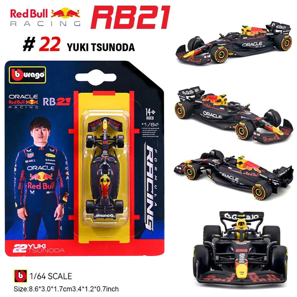 Official Bburago Formula Racing  1 : 64 Diecast Scale Model - Oracle Red Bull Racing RB21 22 Yuki Tsunoda