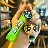 Powerpuff 3D Silicon Keychain With Bagcharm and Strap (Select From Drop Down Menu)