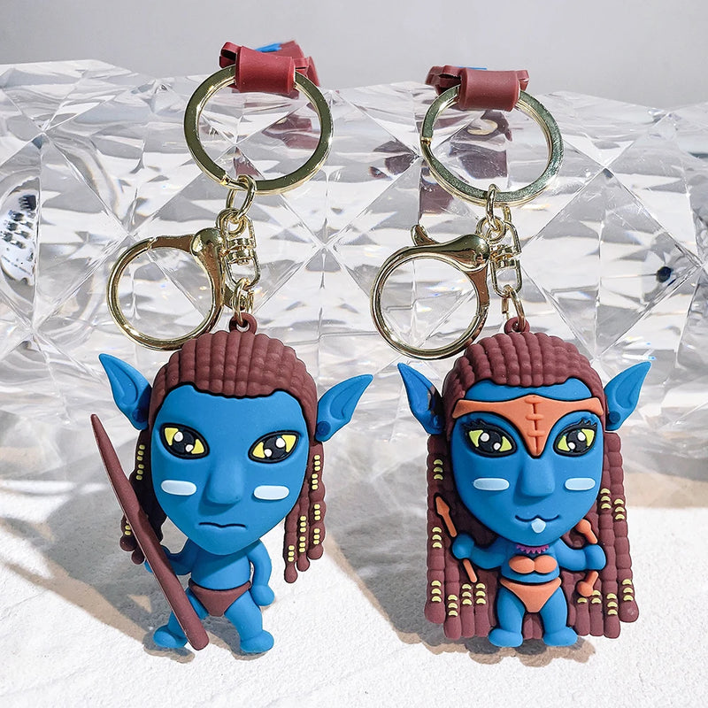 Avatar and Neytiri 3D Silicon Keychains with Bagcharm and Strap (Set of 2)