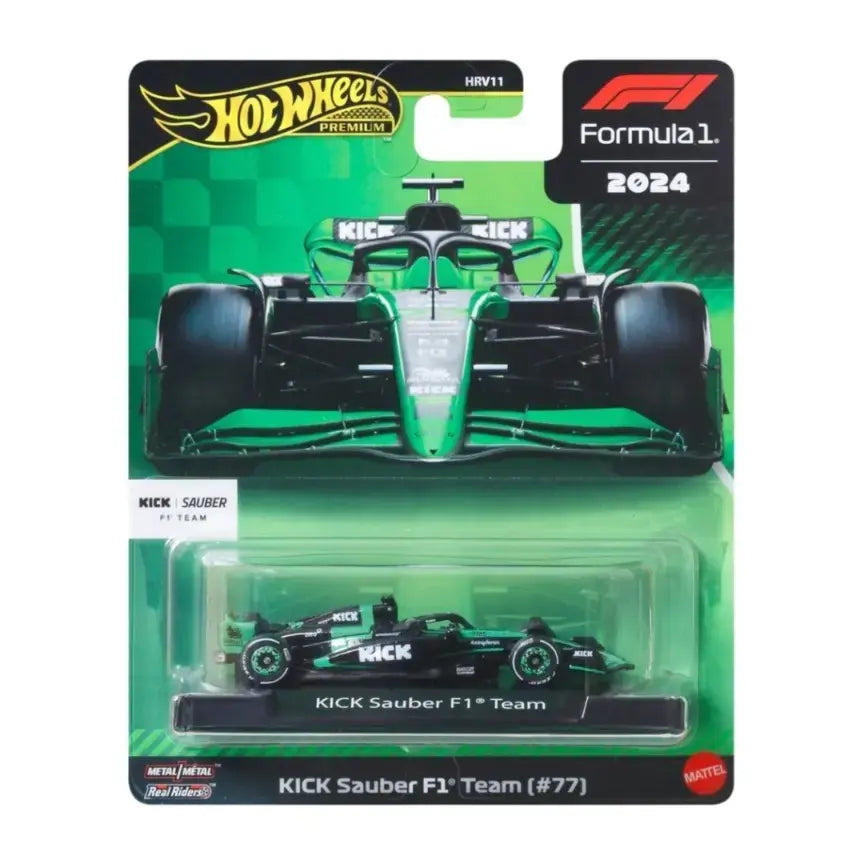Hot Wheels Scale 1:64 Imported Premium Formula F1  2024 Diecast Model Cars - Kick Sauber Formula 1 Team (#77)