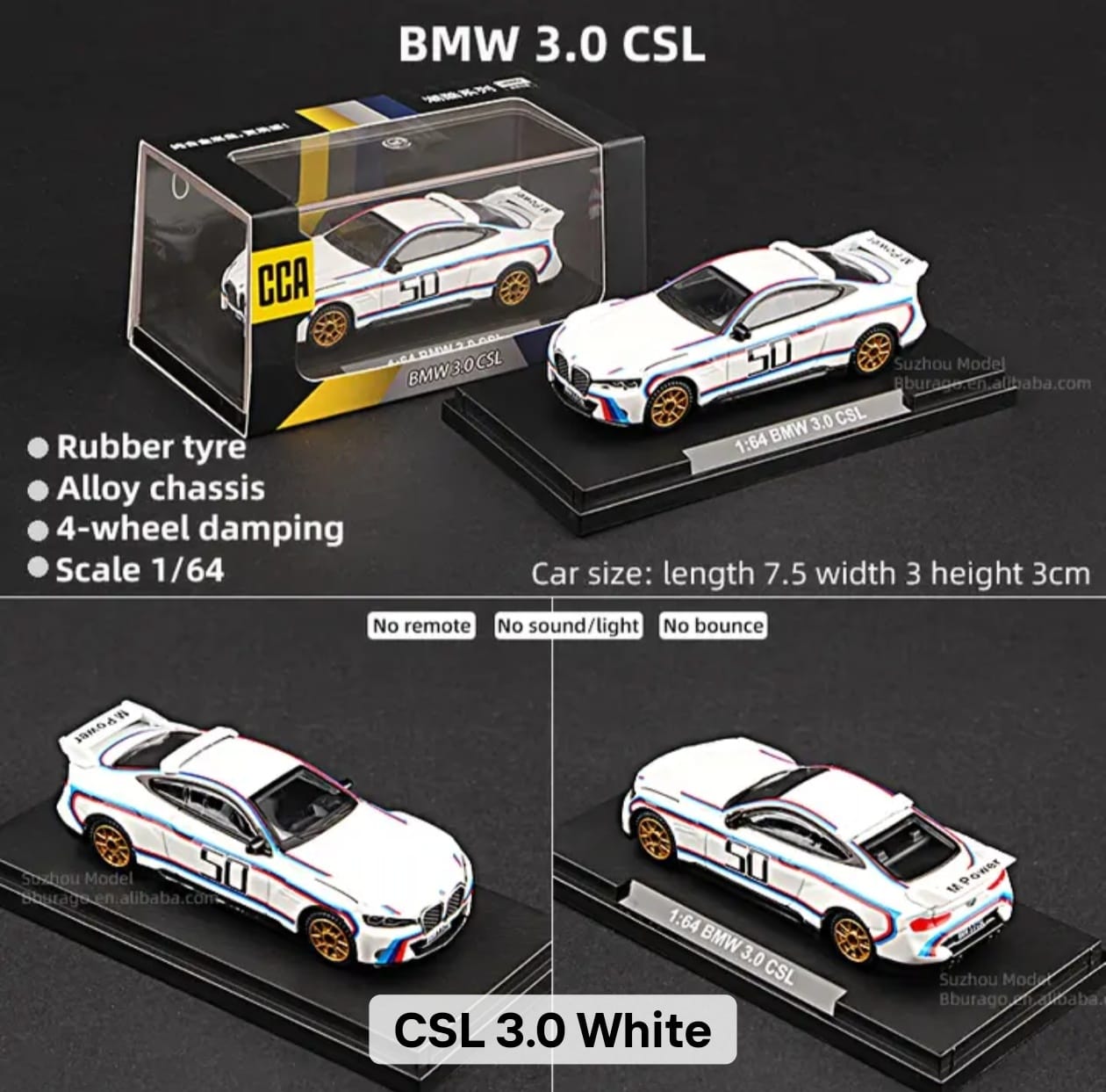 Scale 1 :64 CCA 010 BMW CSL 3.0 With Acrylic Case