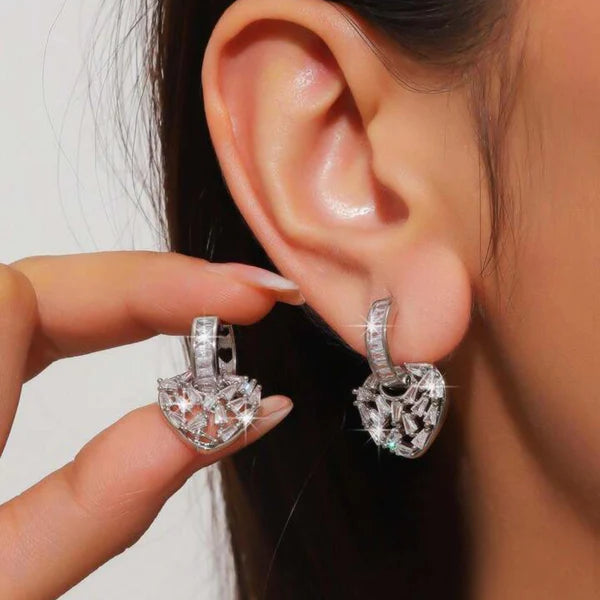 Baguette Heart Hoops