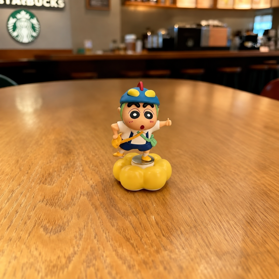 Shinchan Adventure Figure with Yellow Base – Collectible Display Toy 8.5 Cm Approx