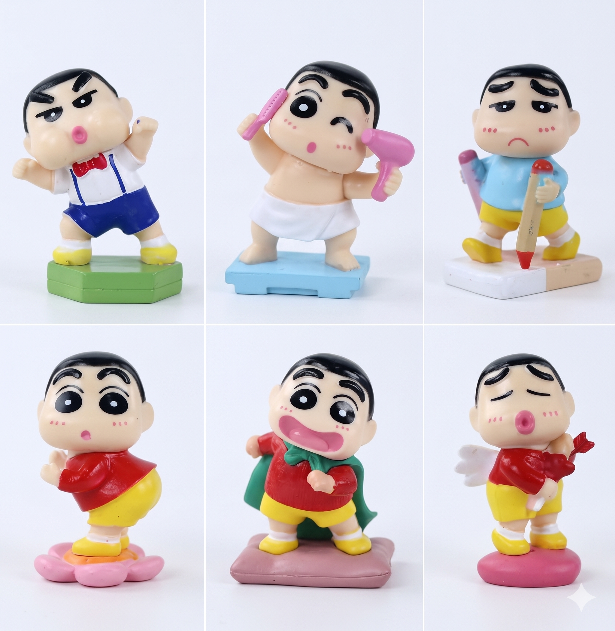 Shinchan Funny Expression PVC Figure Set – 6 Piece Collectible Cartoon Miniatures