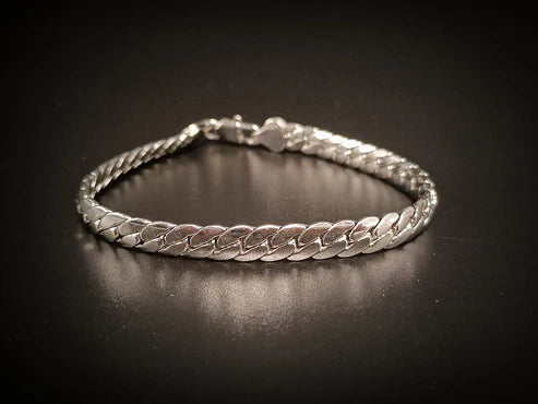 Flat Curb Mens Bracelet - Available in 2 Sizes and 2 Colours (Select From Drop Down Menu)