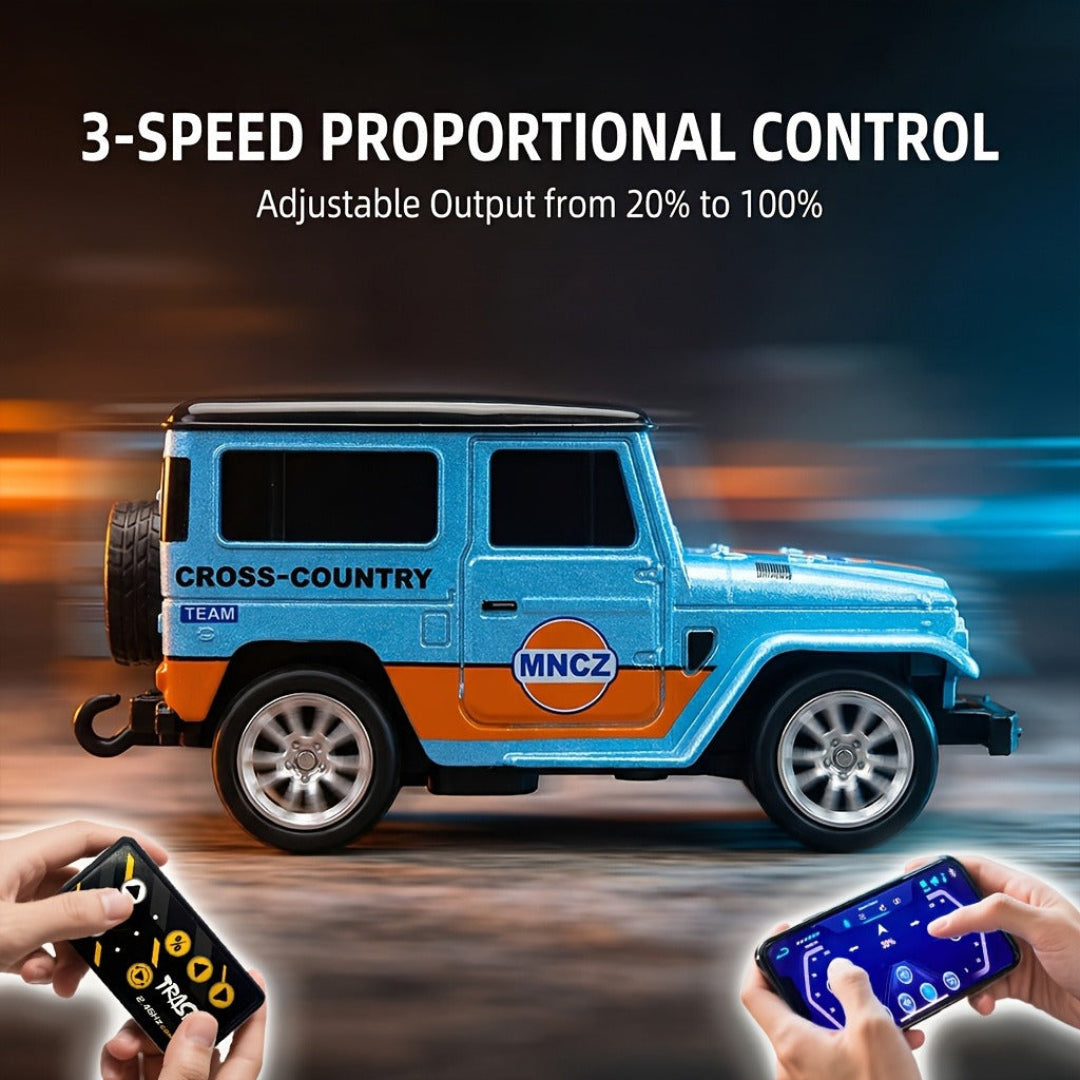 TRASPED 1:64 Mini R/C Speed-Regulating Alloy Model Car – Blue Cross-Country Edition