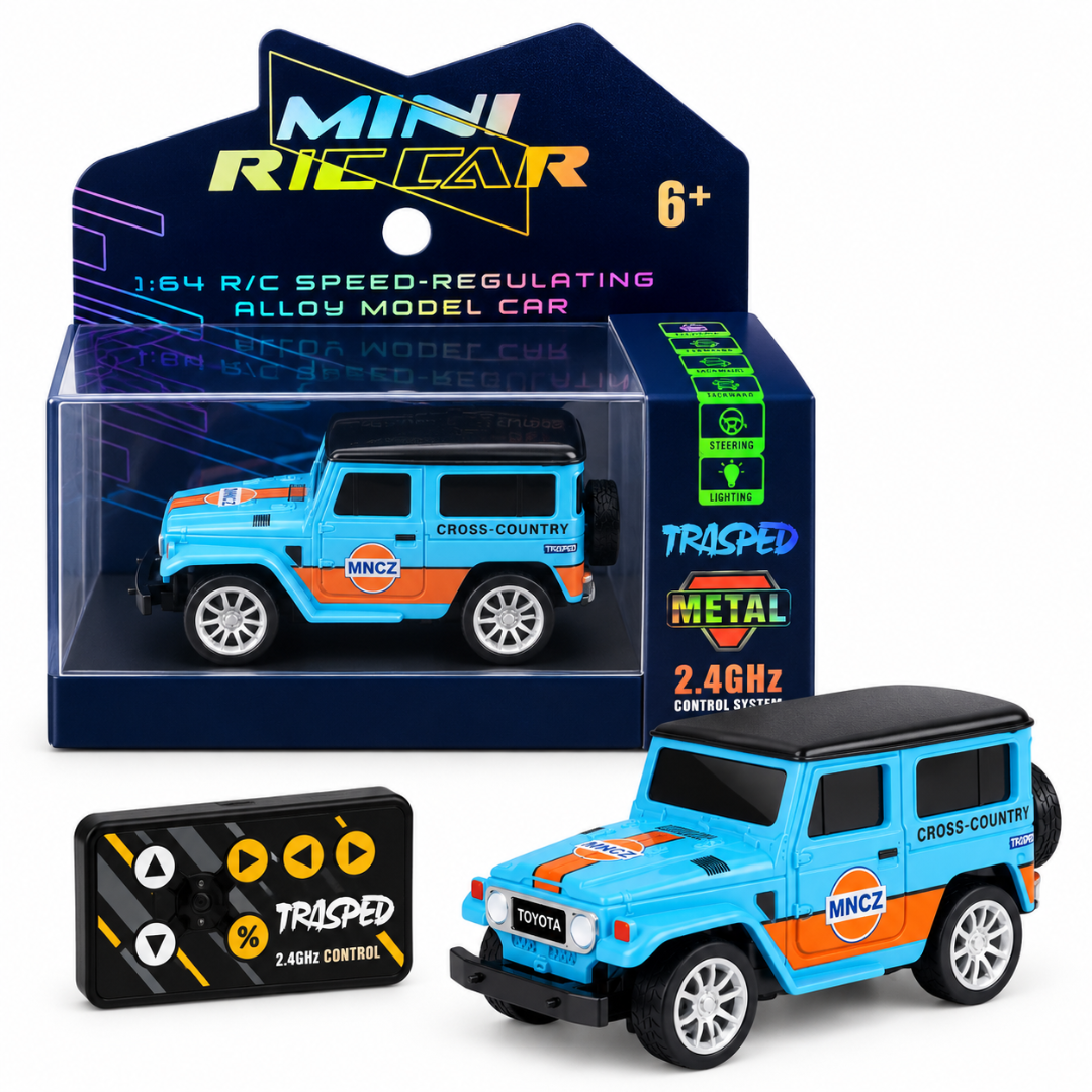 TRASPED 1:64 Mini R/C Speed-Regulating Alloy Model Car – Blue Cross-Country Edition