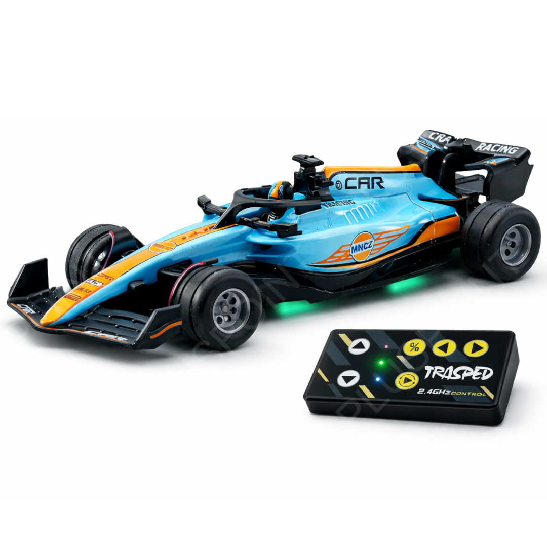 TRASPED Mini RC Formula Racing Car with 2.4GHz Remote Control – Blue & Orange