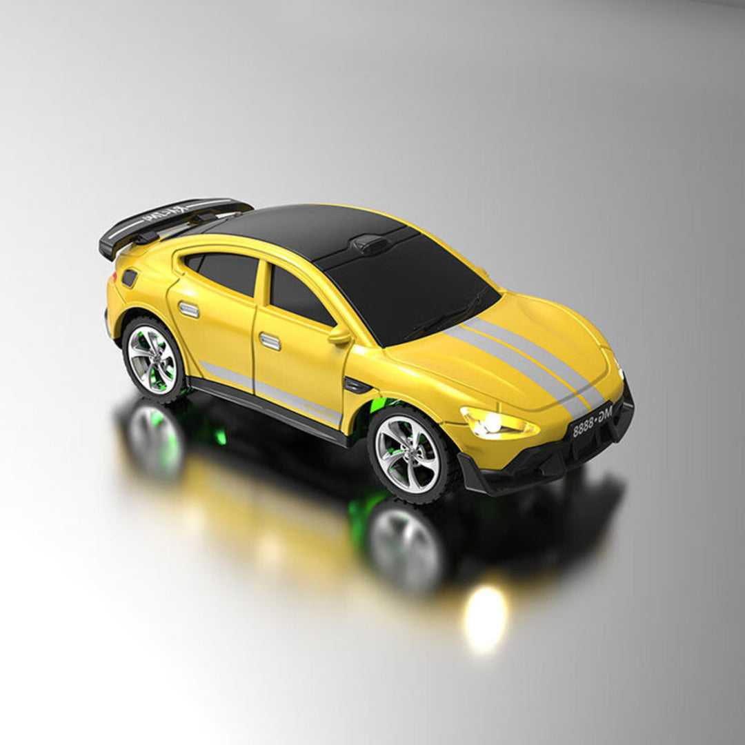 TRASPED Trasped Mini RC Sports Car 1:64 Scale with 2.4GHz Remote Control– Alloy Model Sports Car (Yellow)