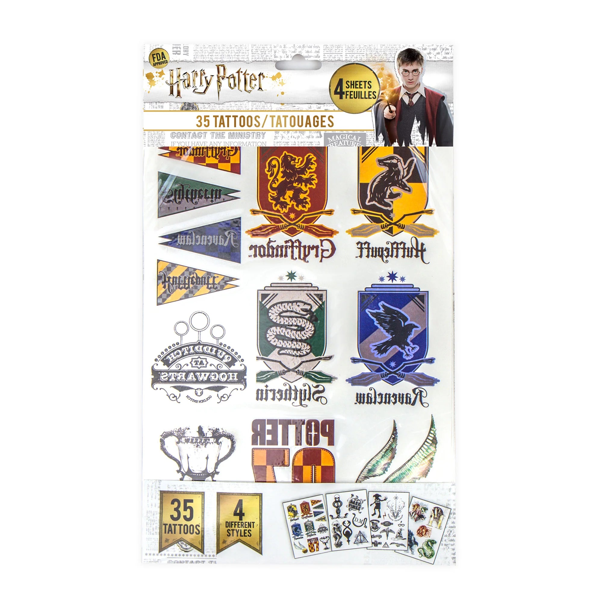 Harry Potter Official Temporary Tattoos (35 Pcs) - 4 Sheets