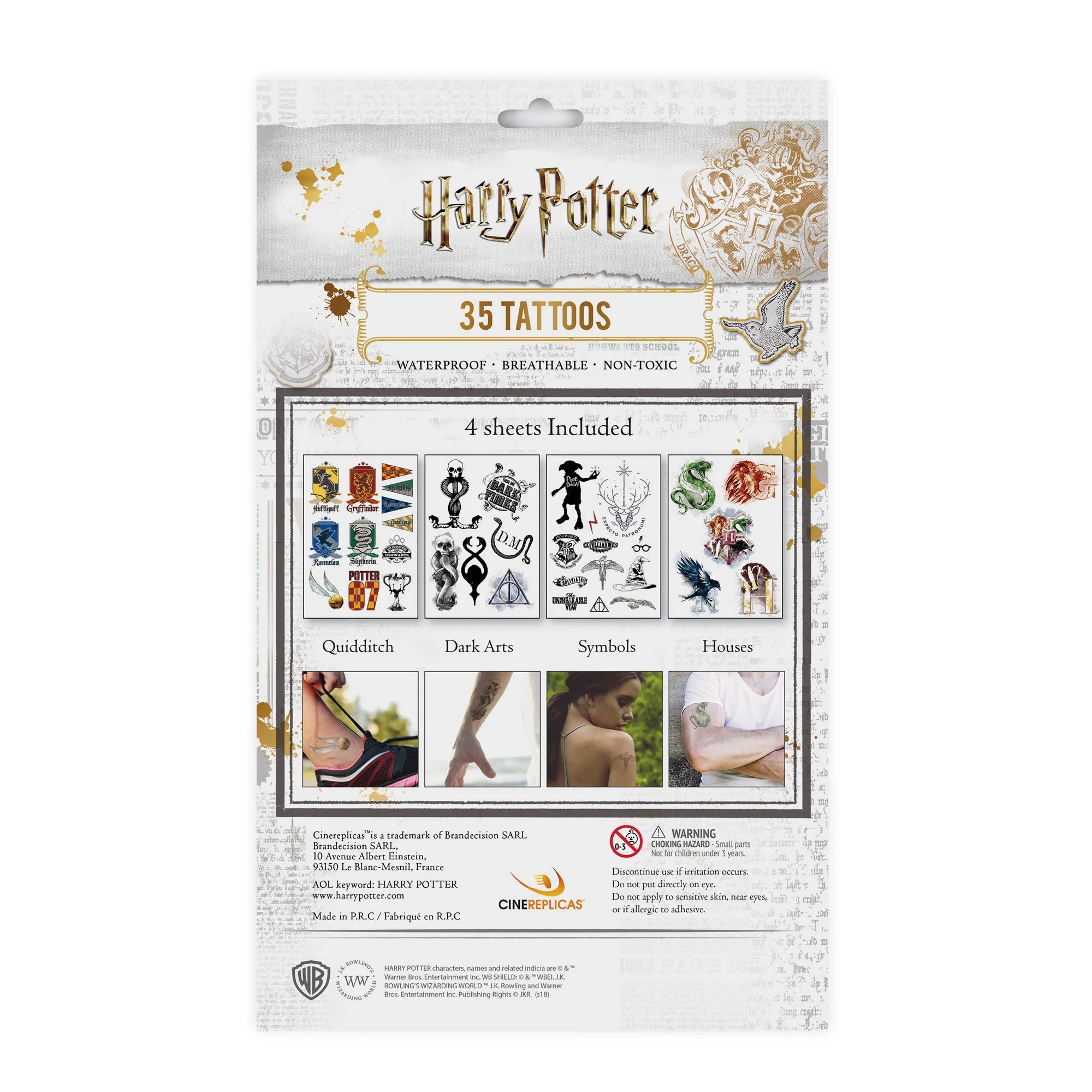 Harry Potter Official Temporary Tattoos (35 Pcs) - 4 Sheets