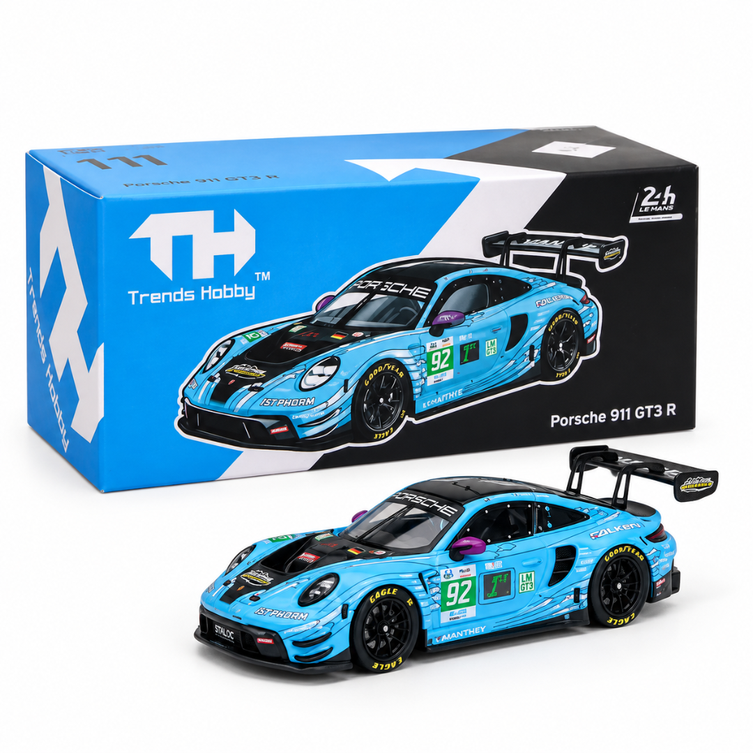 Trends Hobby Porsche 911 GT3 R Manthey 1st Phorm 2025 Le Mans 24H LMGT3 Winner #92 1:64 Diecast Model Car– TH-119