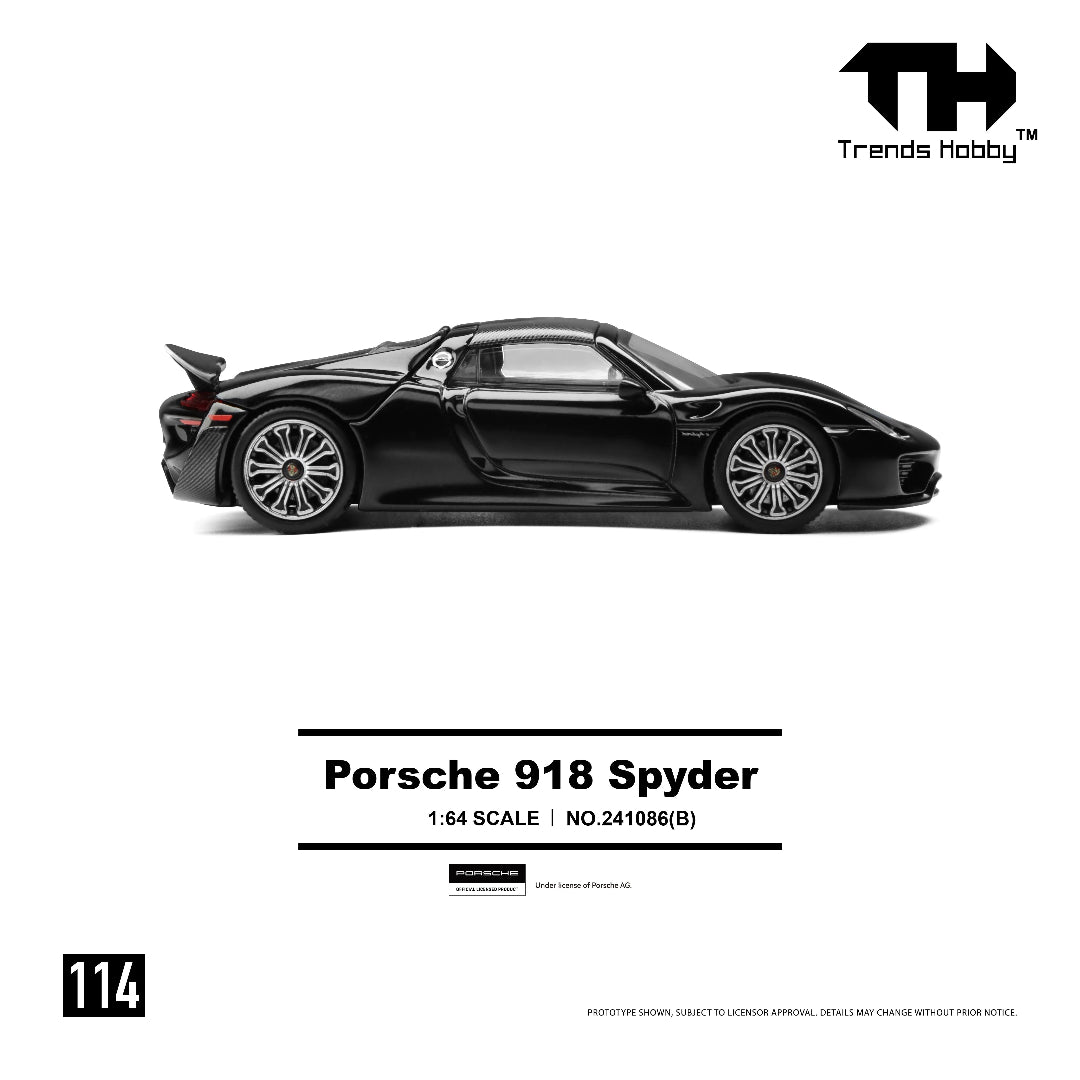 Trends Hobby Porsche 918 Spyder Black 1:64 Diecast Model Car– TH-114