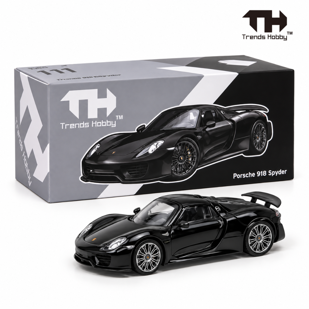 Trends Hobby Porsche 918 Spyder Black 1:64 Diecast Model Car– TH-114